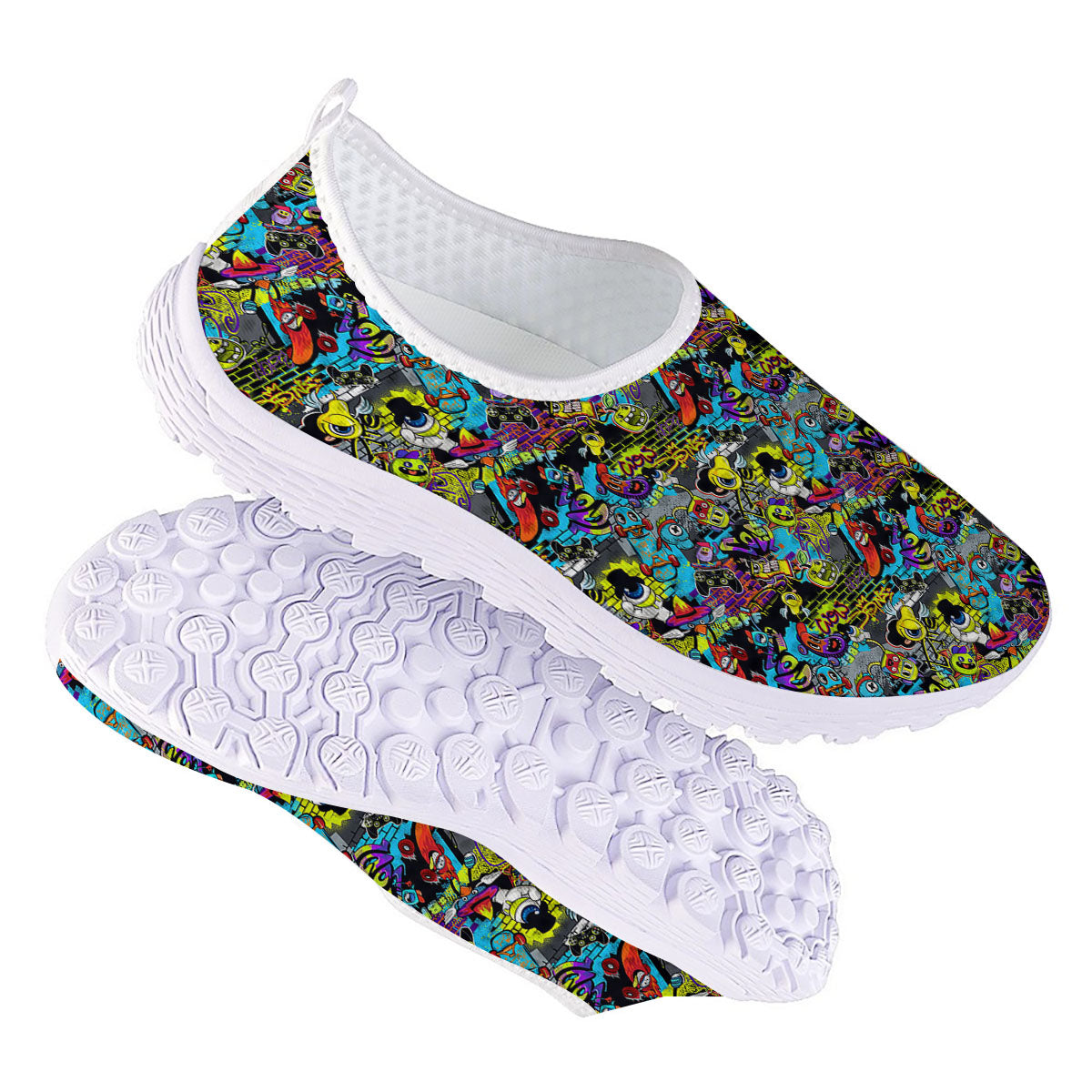 Graffiti Funky Print Pattern Nurse Shoes-grizzshop