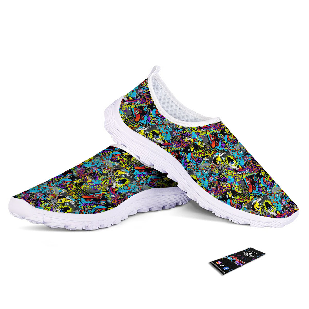 Graffiti Funky Print Pattern Nurse Shoes-grizzshop