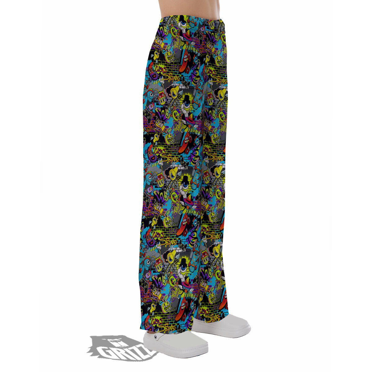 Graffiti Funky Print Pattern Pajama Pants-grizzshop