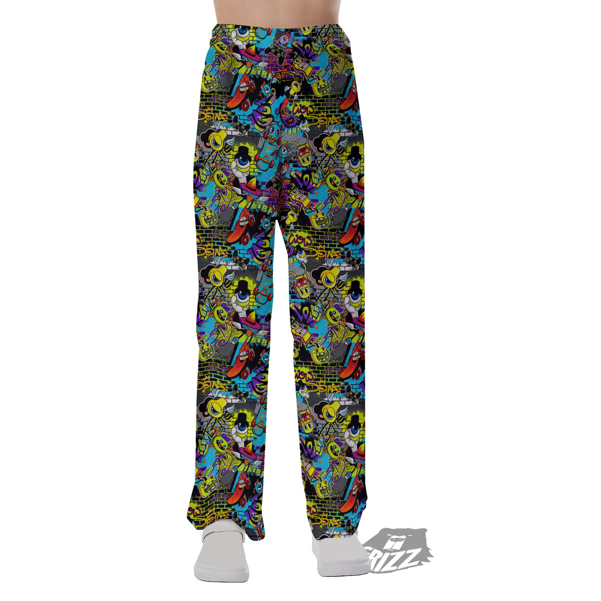 Graffiti Funky Print Pattern Pajama Pants-grizzshop