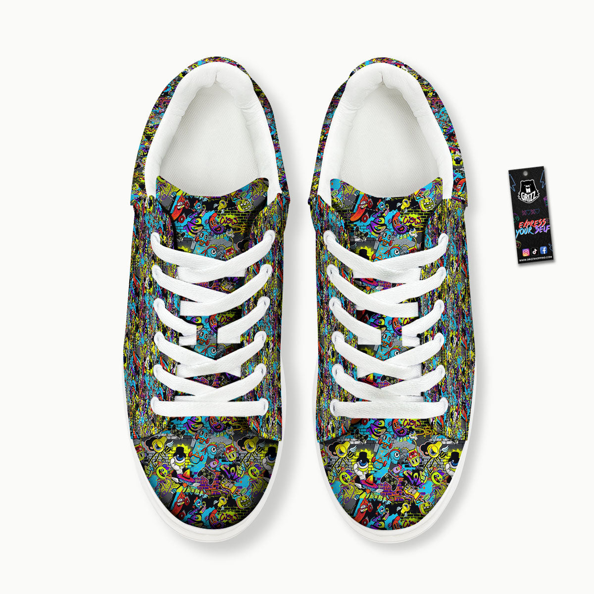 Graffiti Funky Print Pattern Platform Shoes-grizzshop