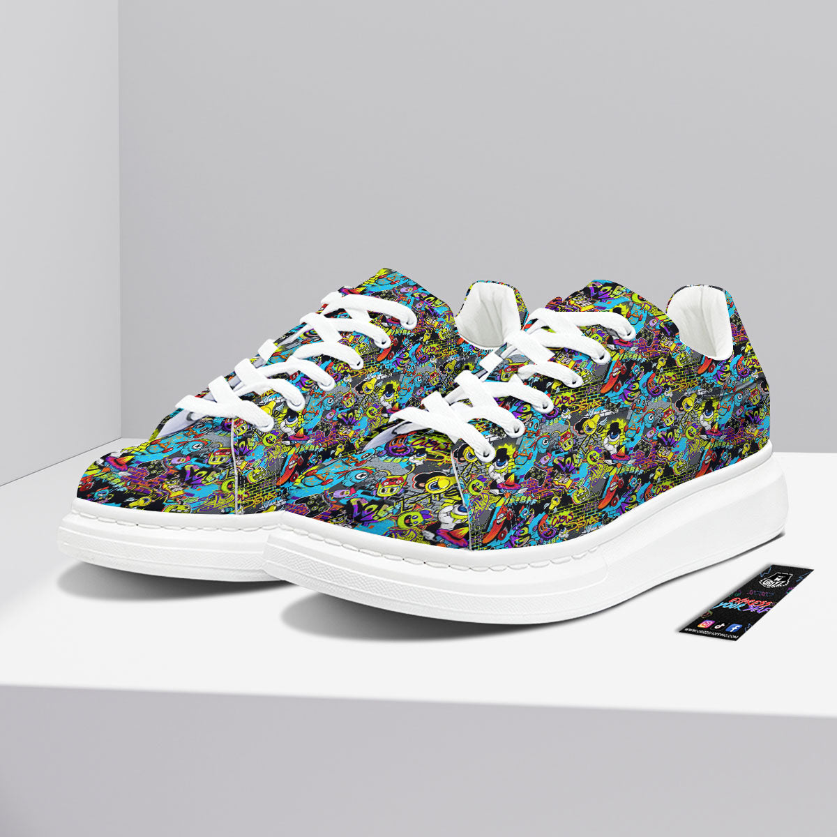 Graffiti Funky Print Pattern Platform Shoes-grizzshop