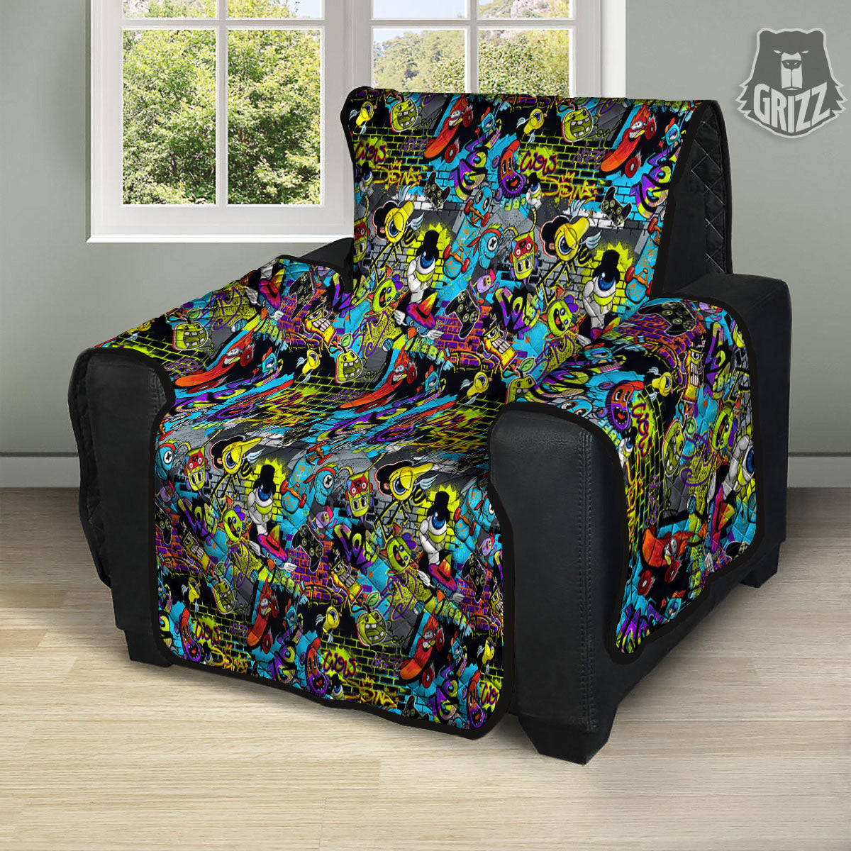 Graffiti Funky Print Pattern Recliner Protector-grizzshop