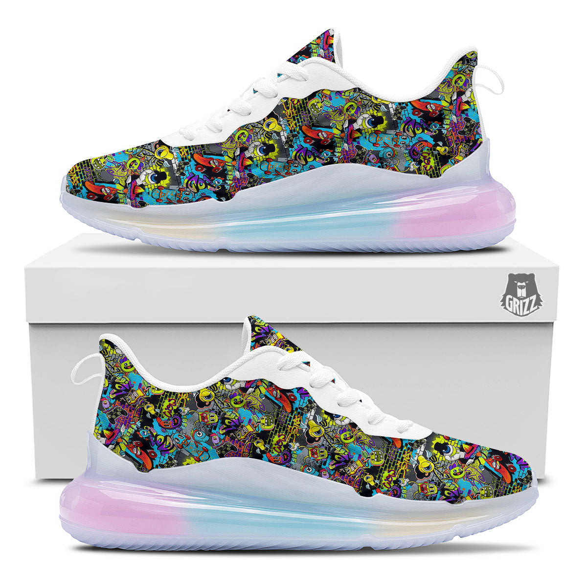 Graffiti Funky Print Pattern Running Sneakers-grizzshop