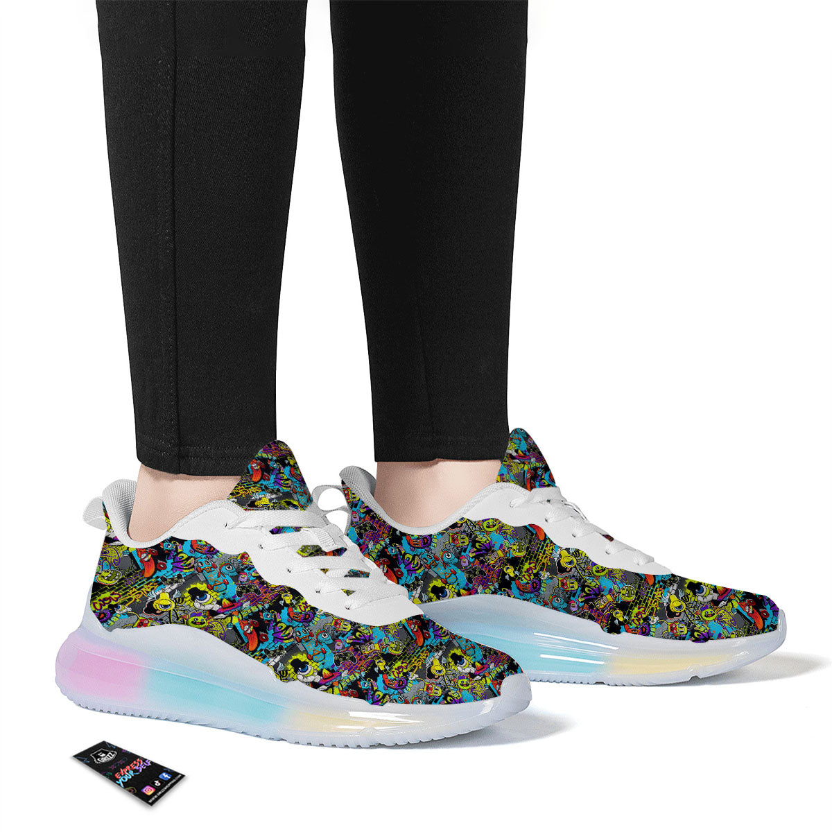 Graffiti Funky Print Pattern Running Sneakers-grizzshop