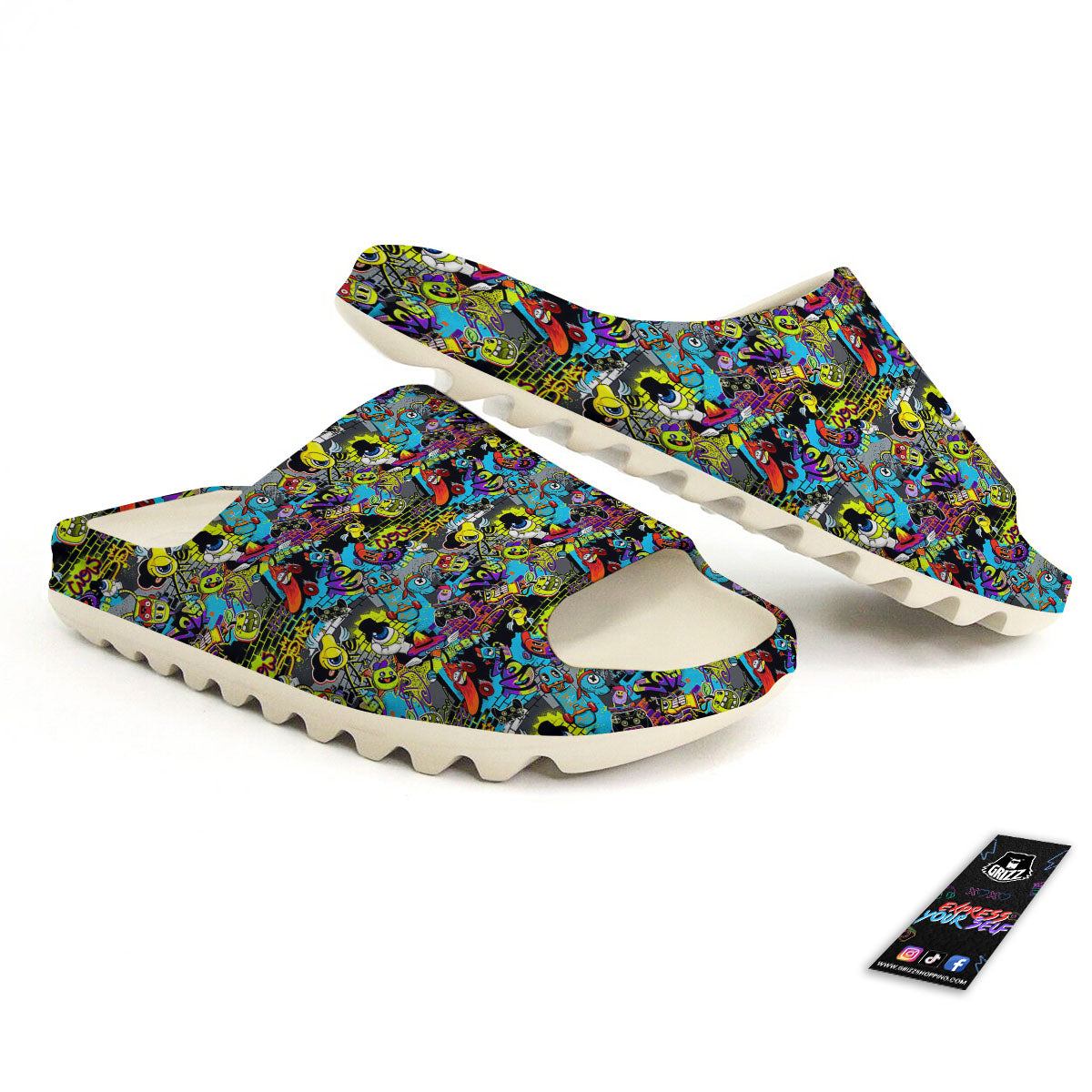 Graffiti Funky Print Pattern Sandals-grizzshop