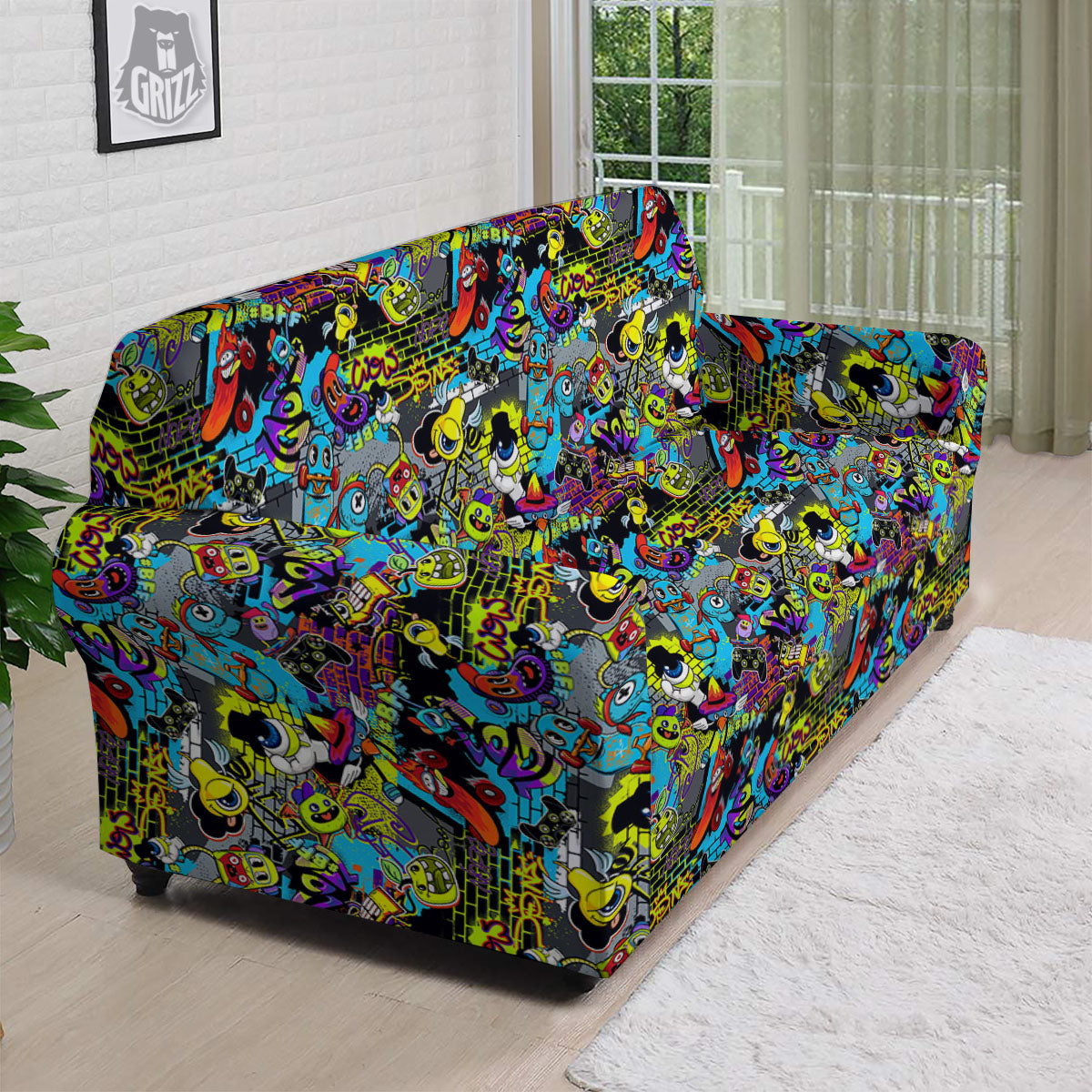 Graffiti Funky Print Pattern Sofa Cover-grizzshop