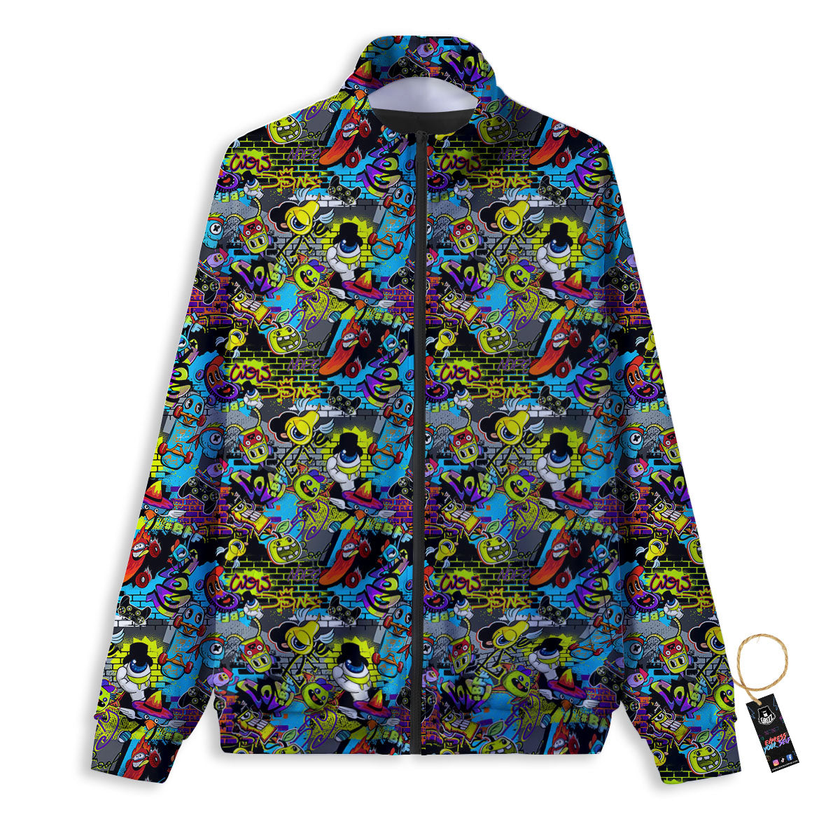 Graffiti Funky Print Pattern Track Jacket-grizzshop