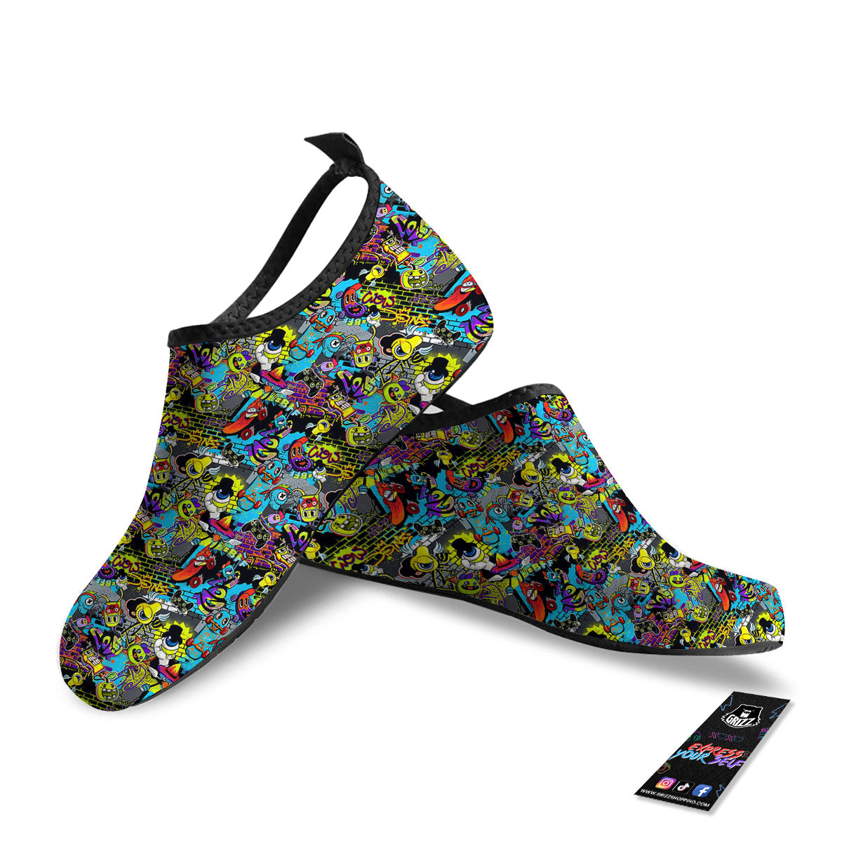 Graffiti Funky Print Pattern Water Shoes-grizzshop