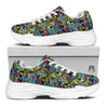 Graffiti Funky Print Pattern White Chunky Shoes-grizzshop