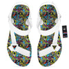 Graffiti Funky Print Pattern White Open Toe Sandals-grizzshop