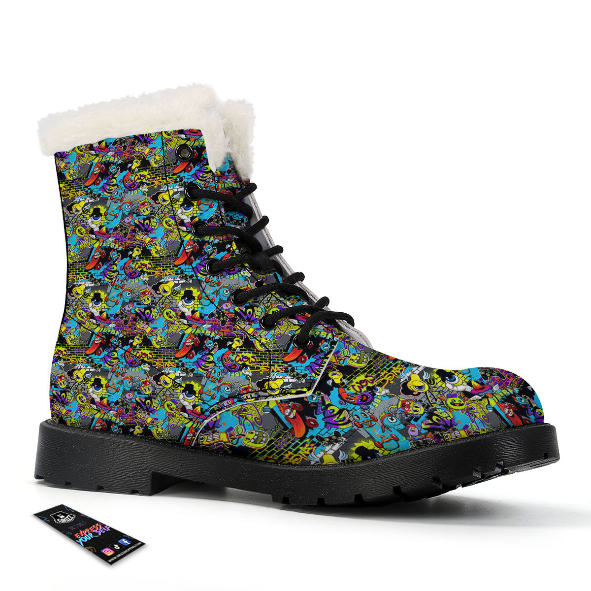 Graffiti Funky Print Pattern Winter Boots-grizzshop