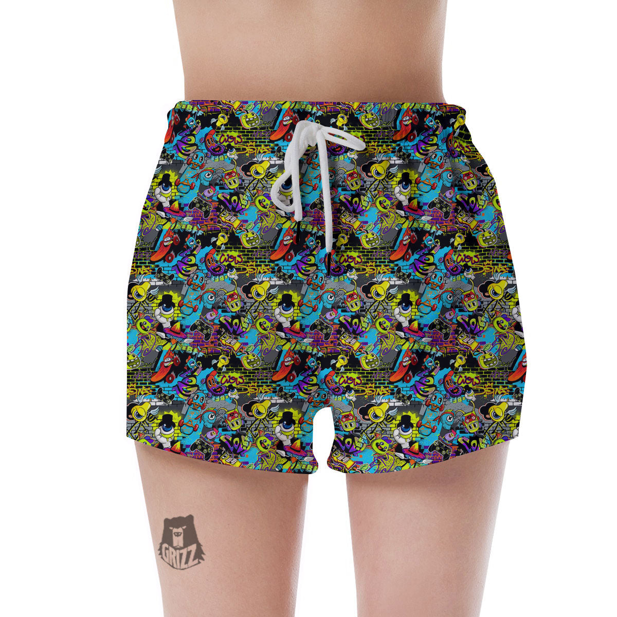 Graffiti Funky Print Pattern Women's Shorts-grizzshop