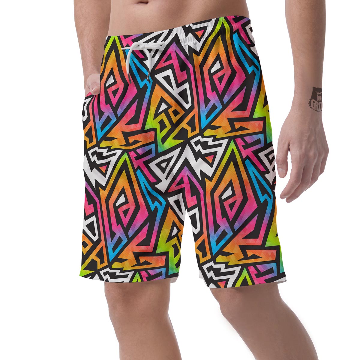 Graffiti Geometric Abstract Men's Shorts-grizzshop