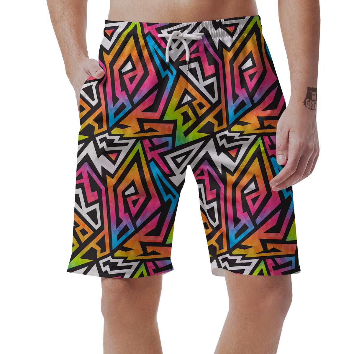 Graffiti Geometric Abstract Men's Shorts-grizzshop