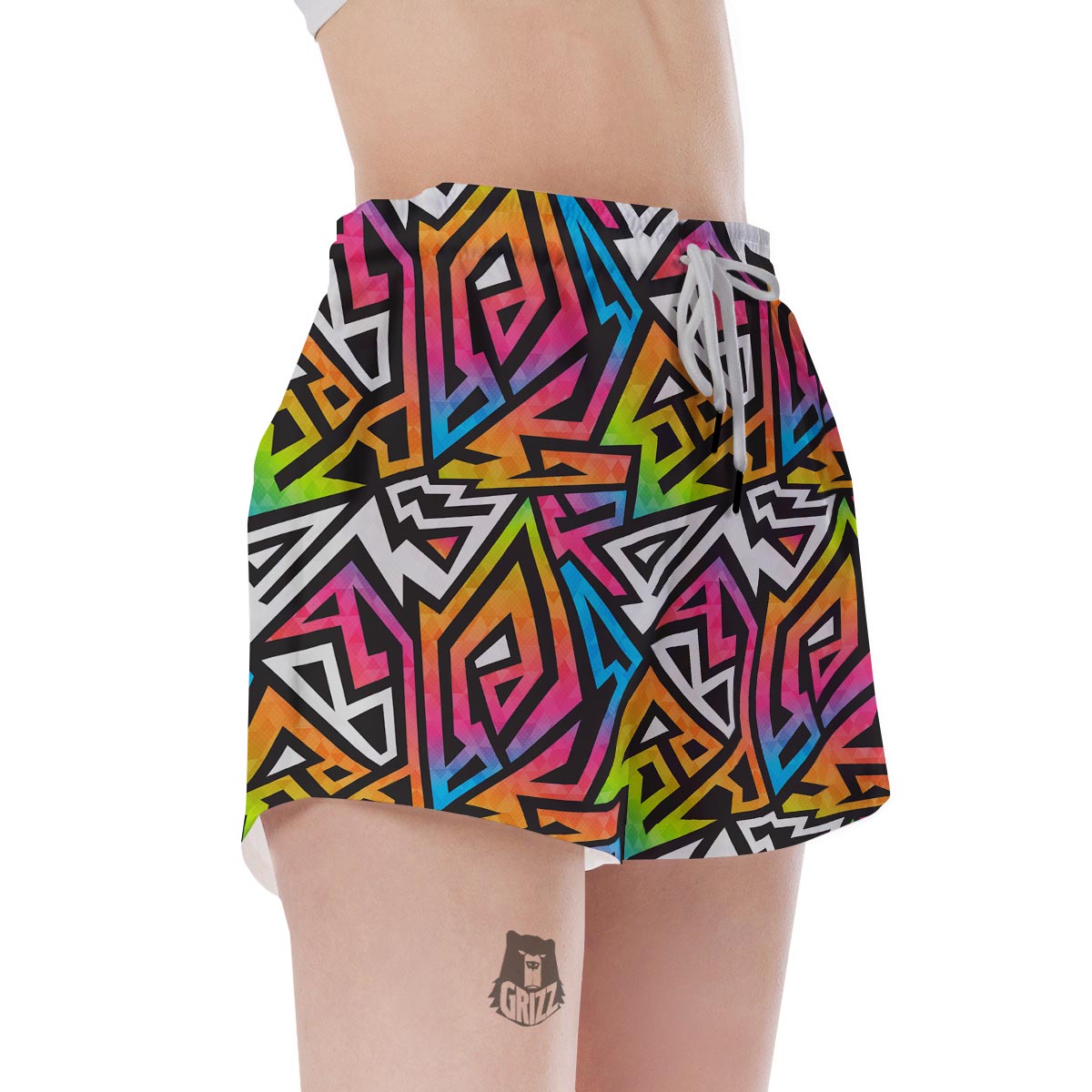 Graffiti Geometric Abstract Women's Shorts-grizzshop