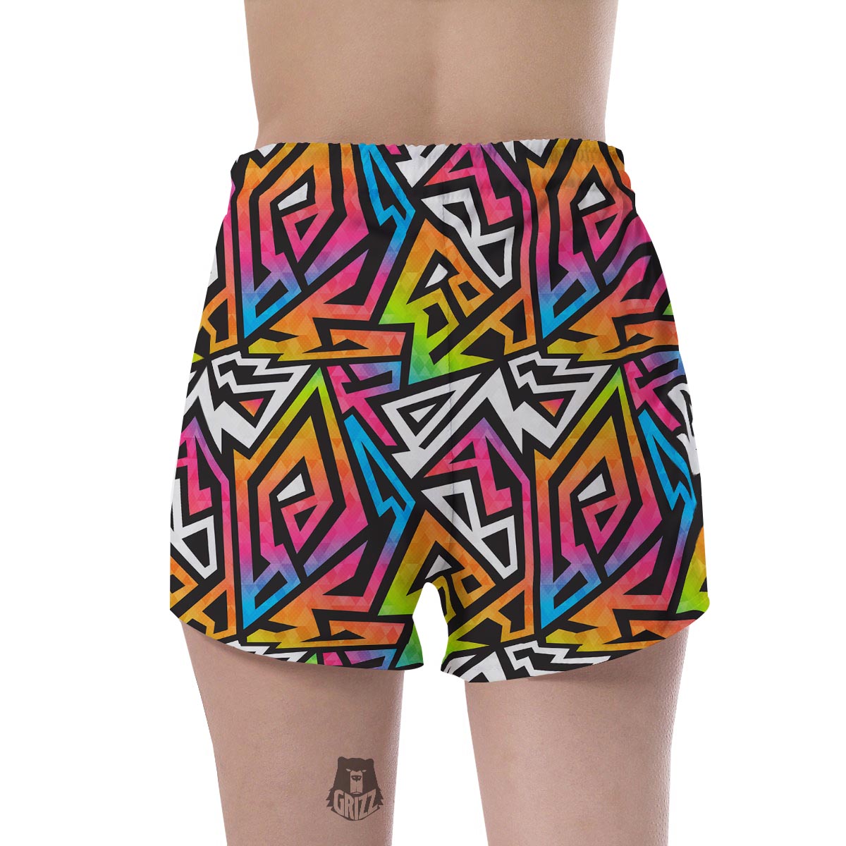 Graffiti Geometric Abstract Women's Shorts-grizzshop