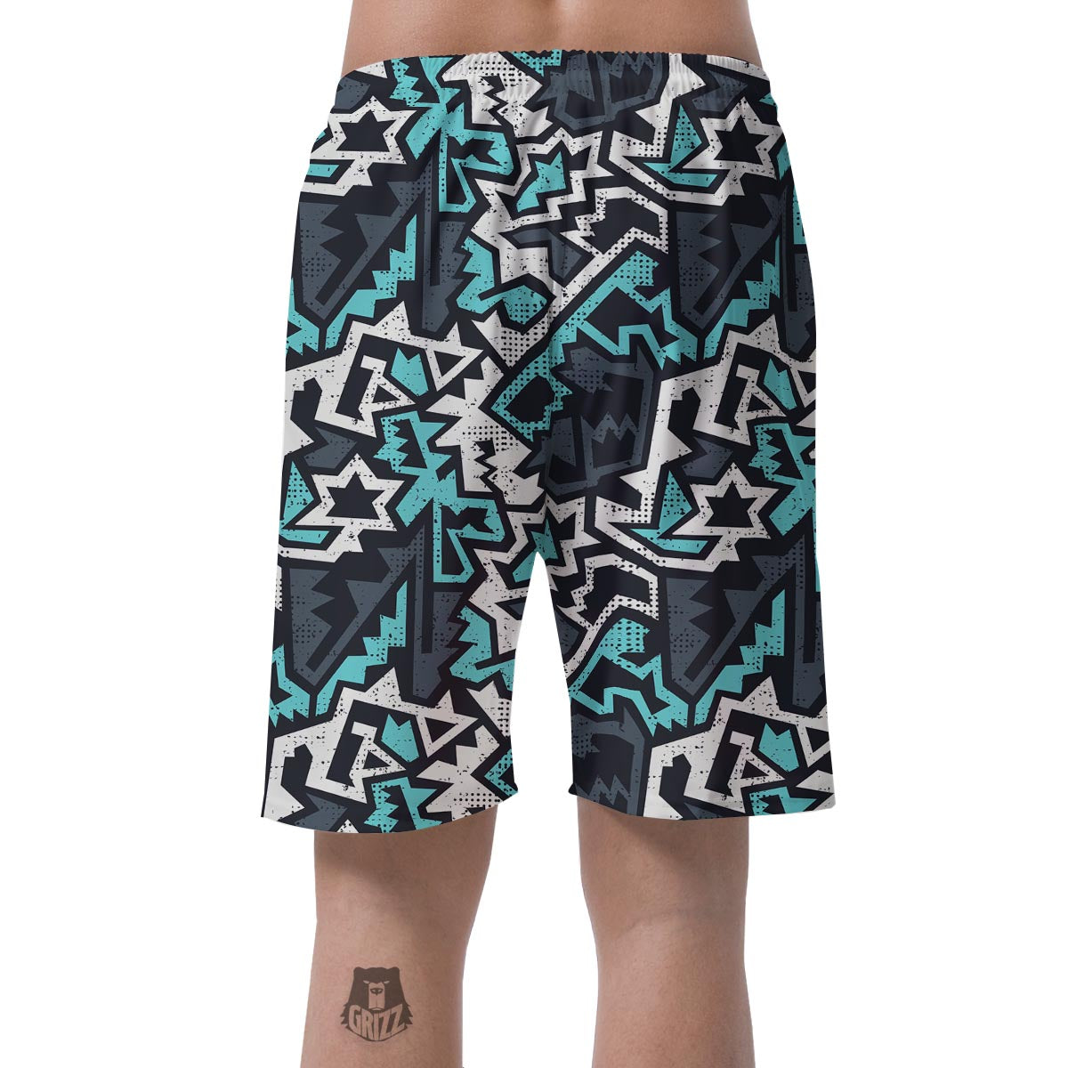 Graffiti Geometric Print Men's Shorts-grizzshop