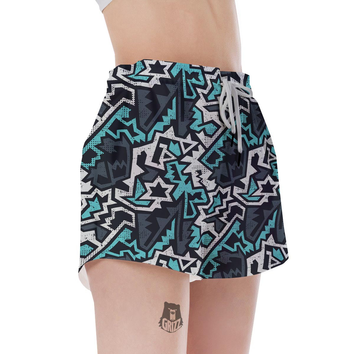 Graffiti Geometric Print Women's Shorts-grizzshop