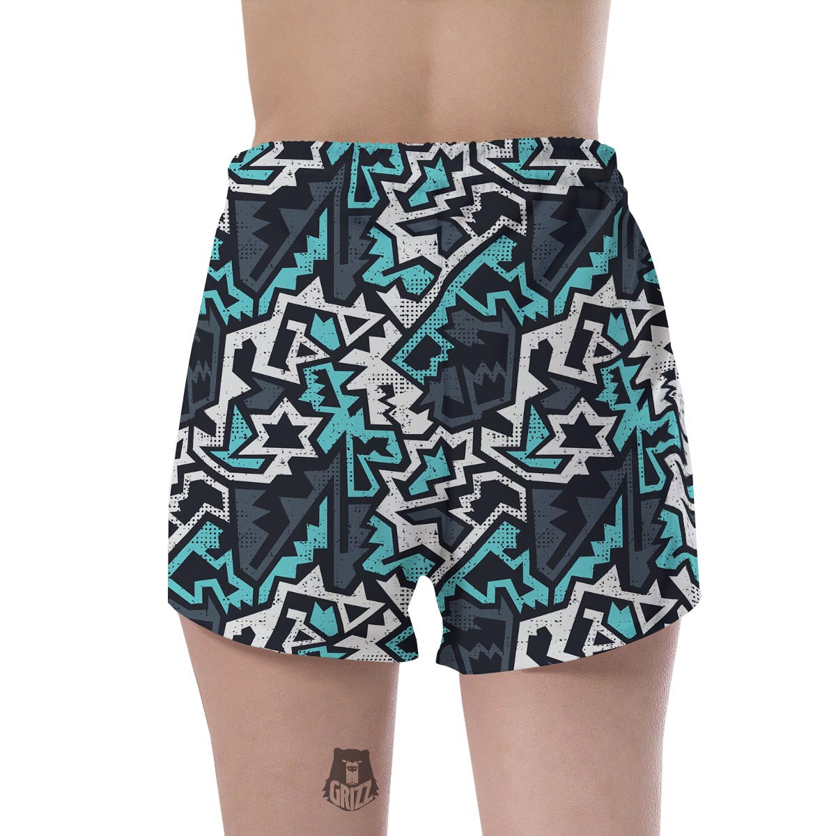 Graffiti Geometric Print Women's Shorts-grizzshop