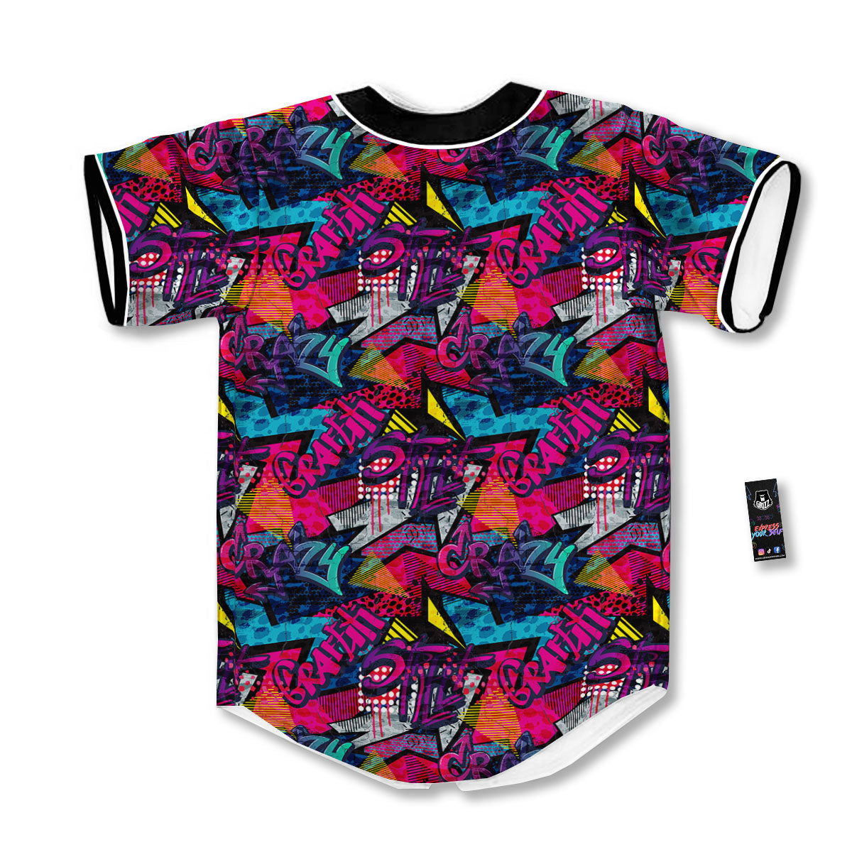 Graffiti Grunge Print Pattern Baseball Jersey-grizzshop