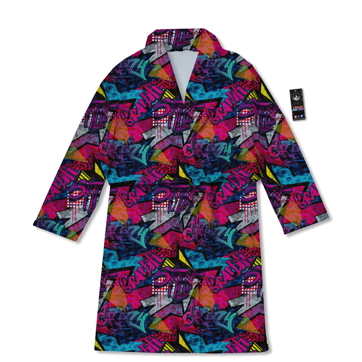 Graffiti Grunge Print Pattern Bathrobe-grizzshop