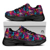 Graffiti Grunge Print Pattern Black Chunky Shoes-grizzshop