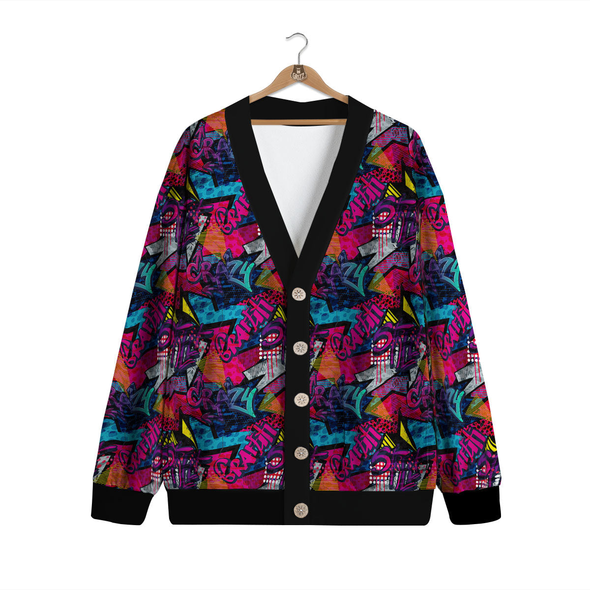 Graffiti Grunge Print Pattern Cardigan-grizzshop