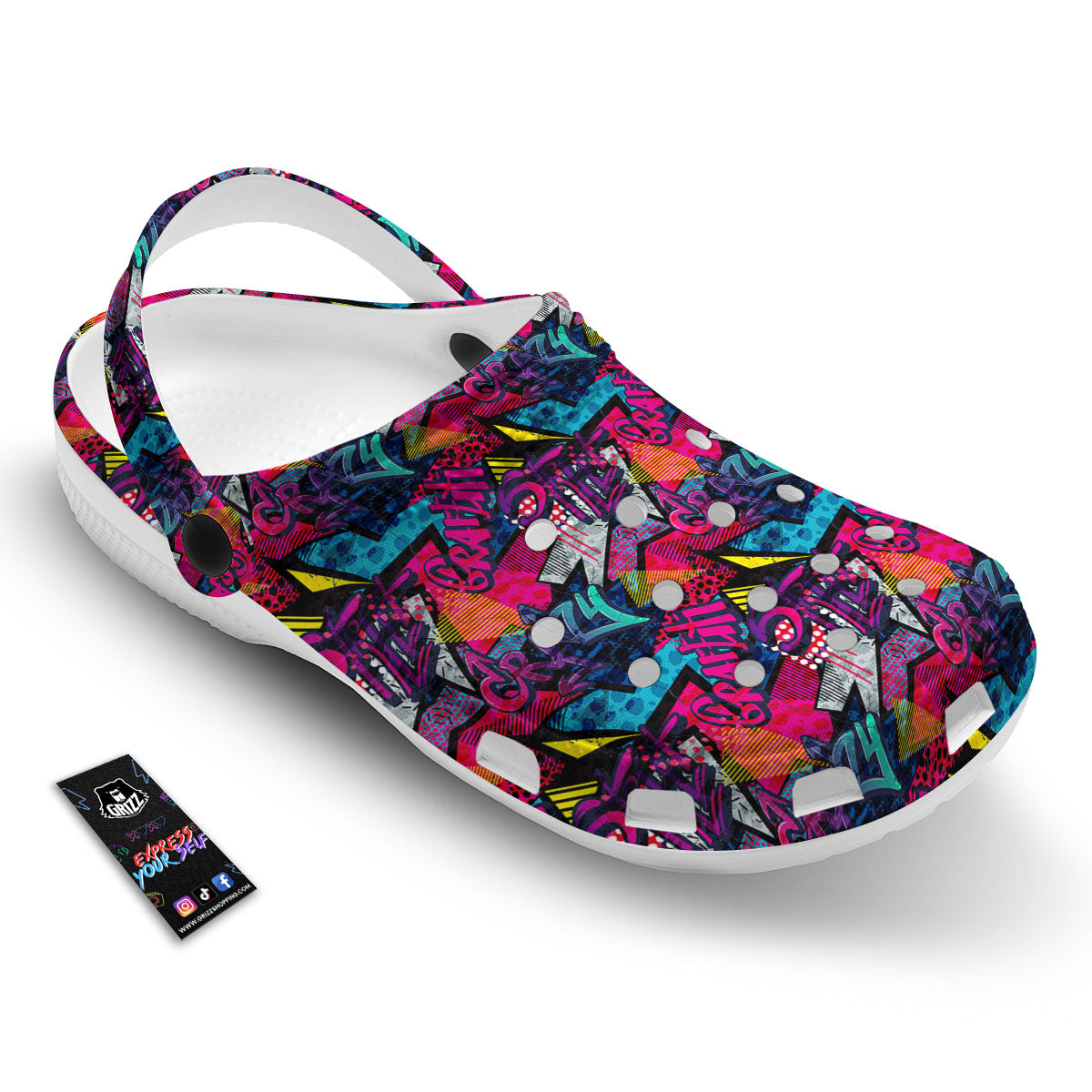 Graffiti Grunge Print Pattern Clog-grizzshop