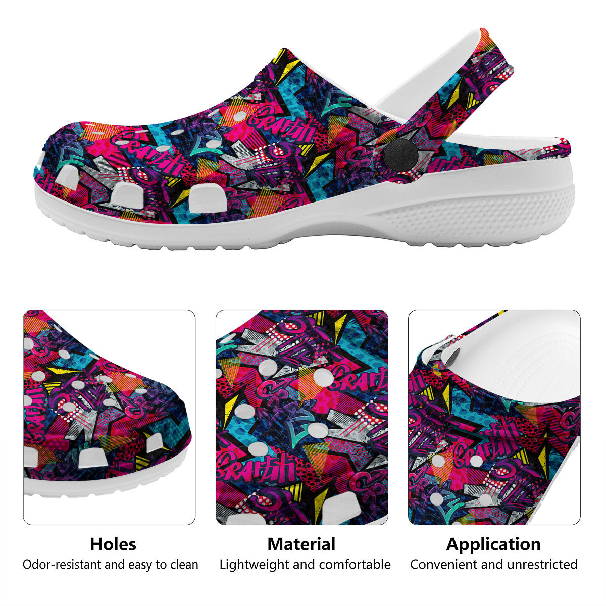 Graffiti Grunge Print Pattern Clog-grizzshop