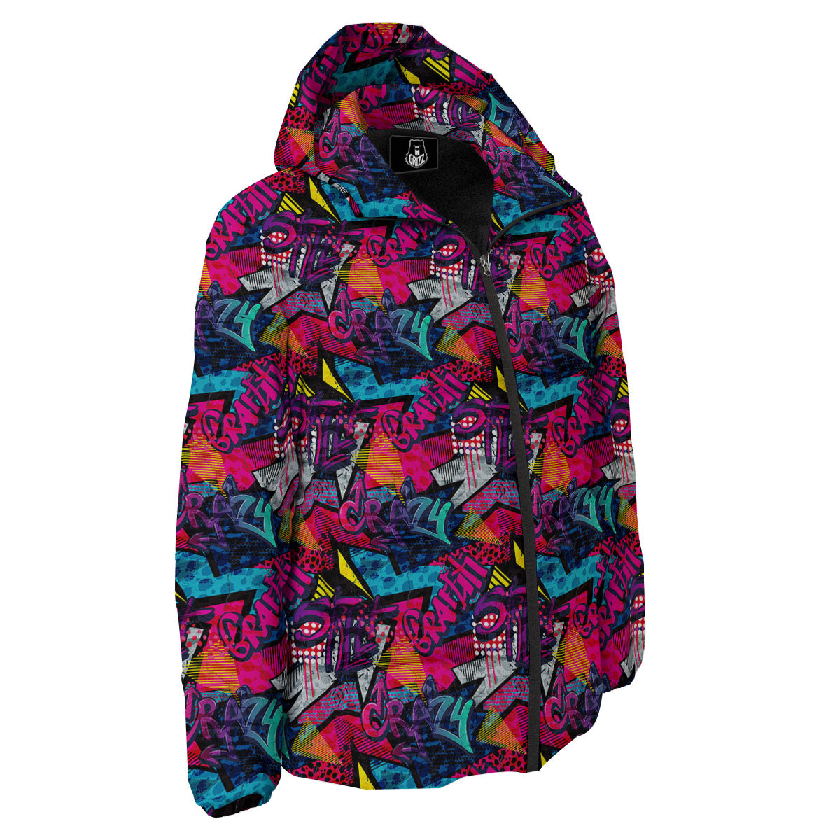 Graffiti Grunge Print Pattern Down Jacket-grizzshop