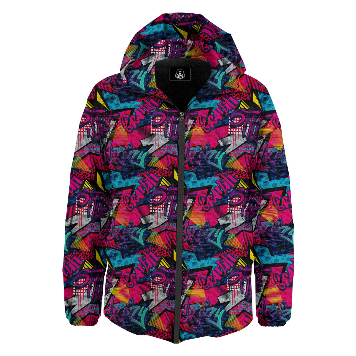 Graffiti Grunge Print Pattern Down Jacket-grizzshop