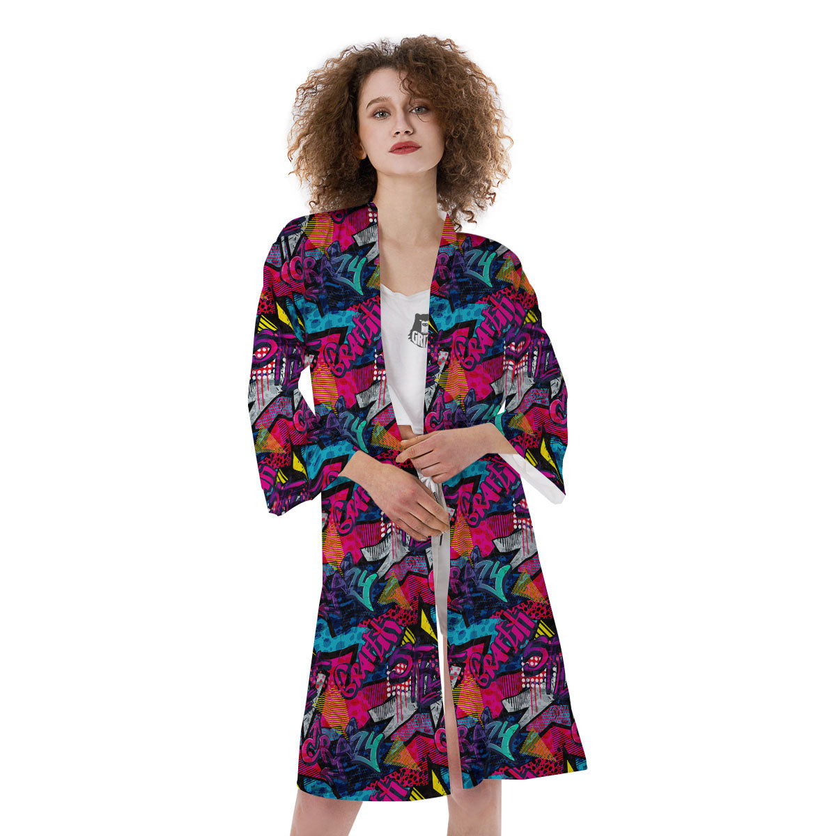 Graffiti Grunge Print Pattern Kimono-grizzshop