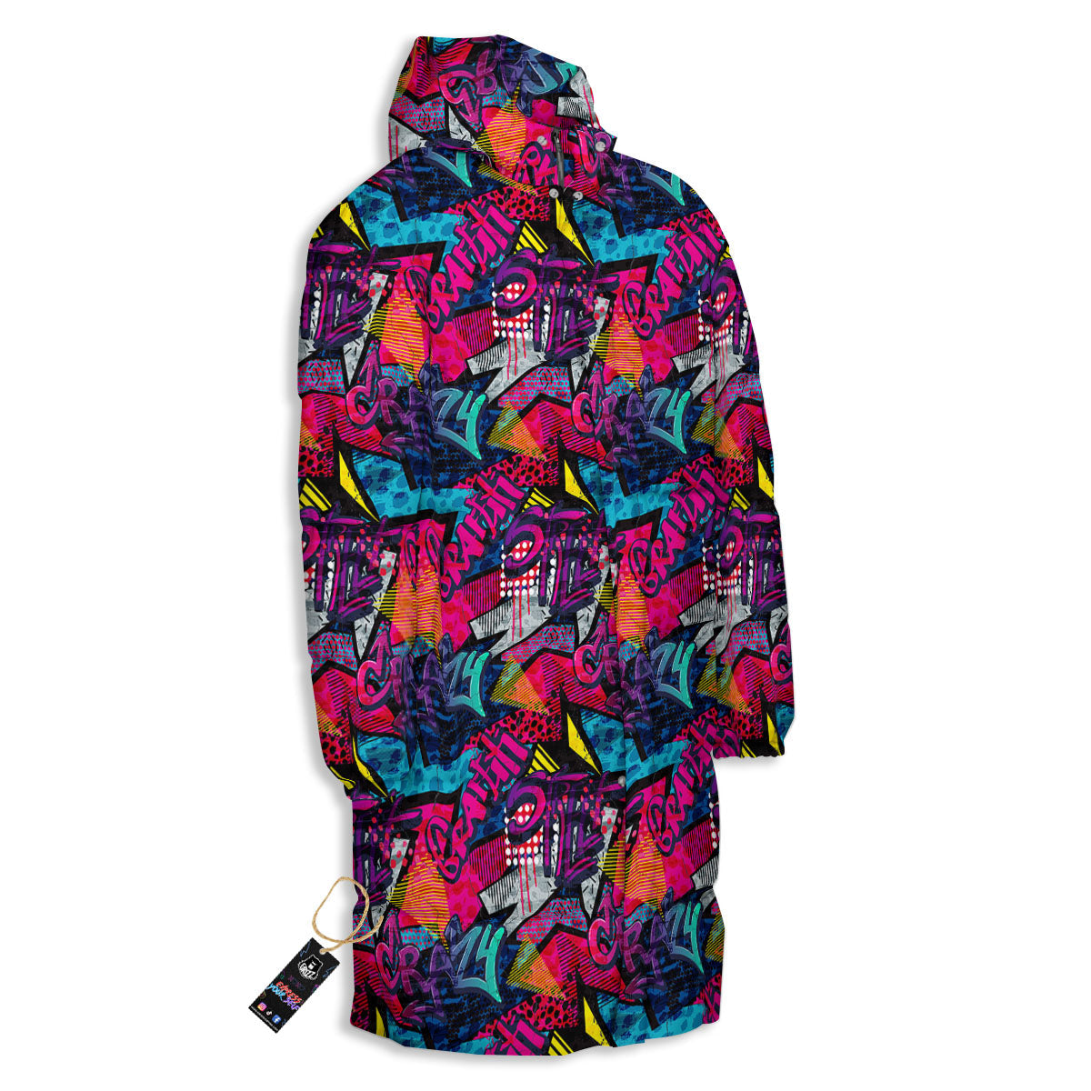 Graffiti Grunge Print Pattern Long Down Jacket-grizzshop