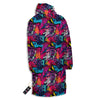 Graffiti Grunge Print Pattern Long Down Jacket-grizzshop