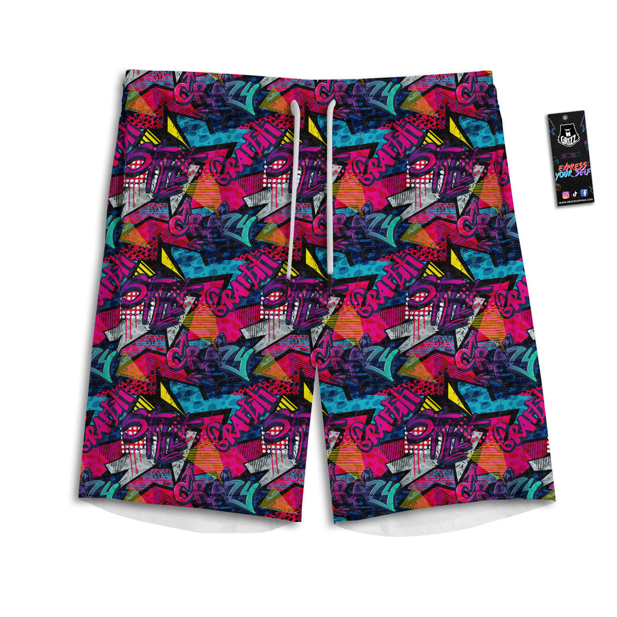 Houndstooth Black And Orange Print Men's Athletic Shorts