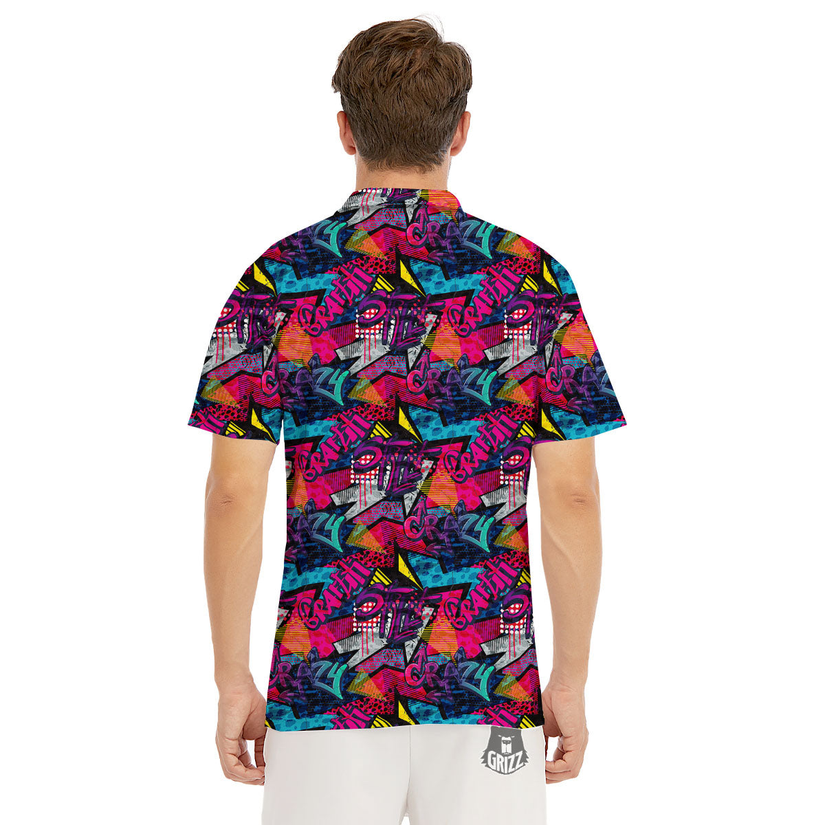 Graffiti Grunge Print Pattern Men's Golf Shirts-grizzshop