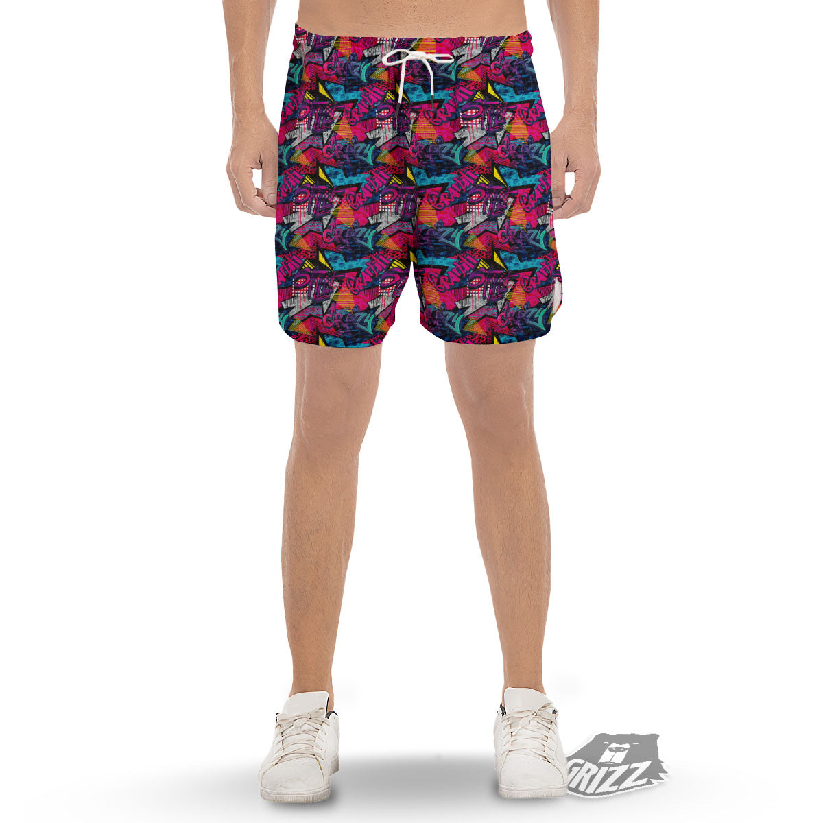 Graffiti Grunge Print Pattern Men's Gym Shorts-grizzshop