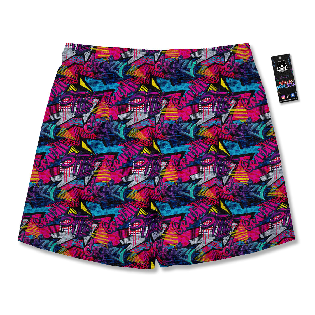 Graffiti Grunge Print Pattern Men's Running Shorts-grizzshop