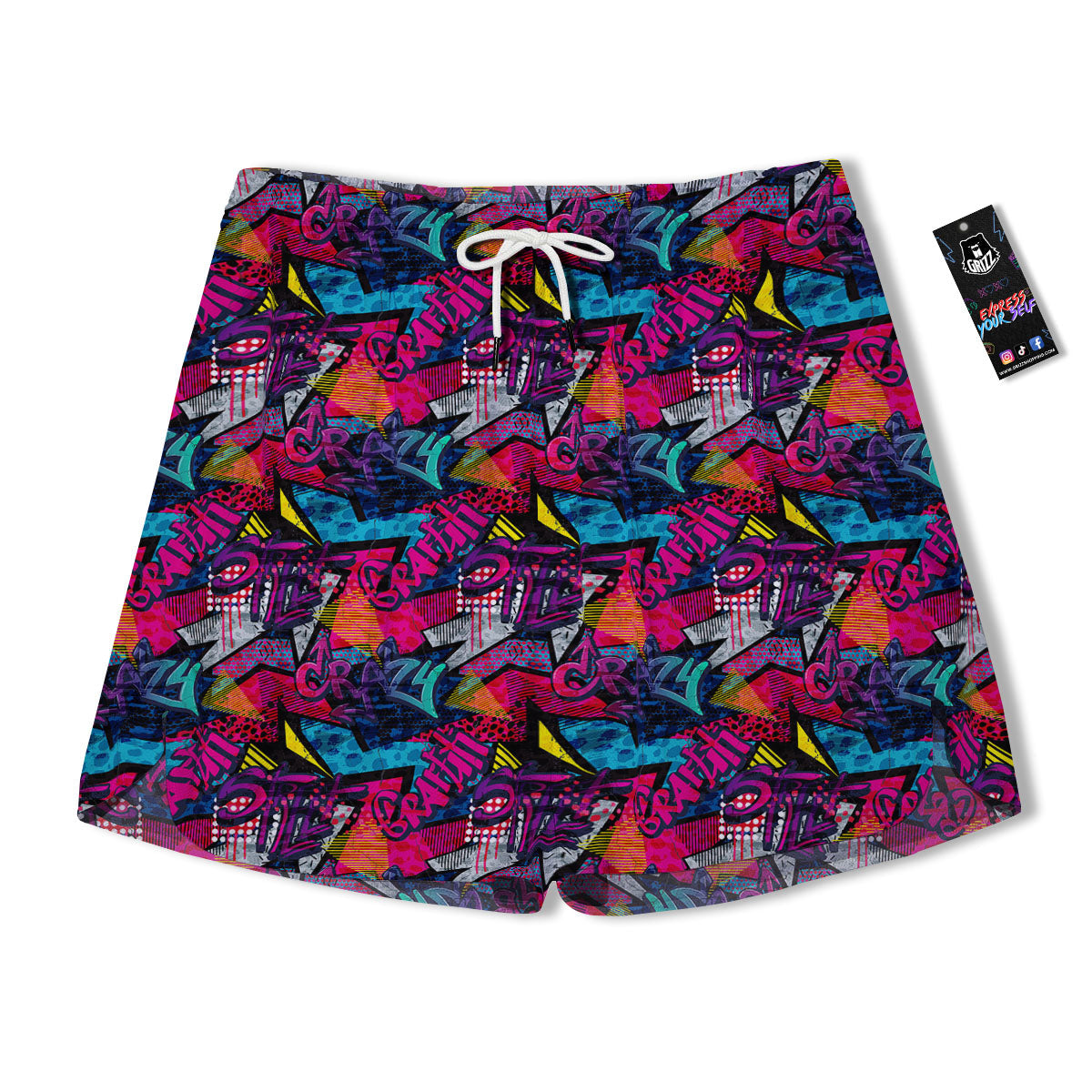 Graffiti Grunge Print Pattern Men's Running Shorts-grizzshop