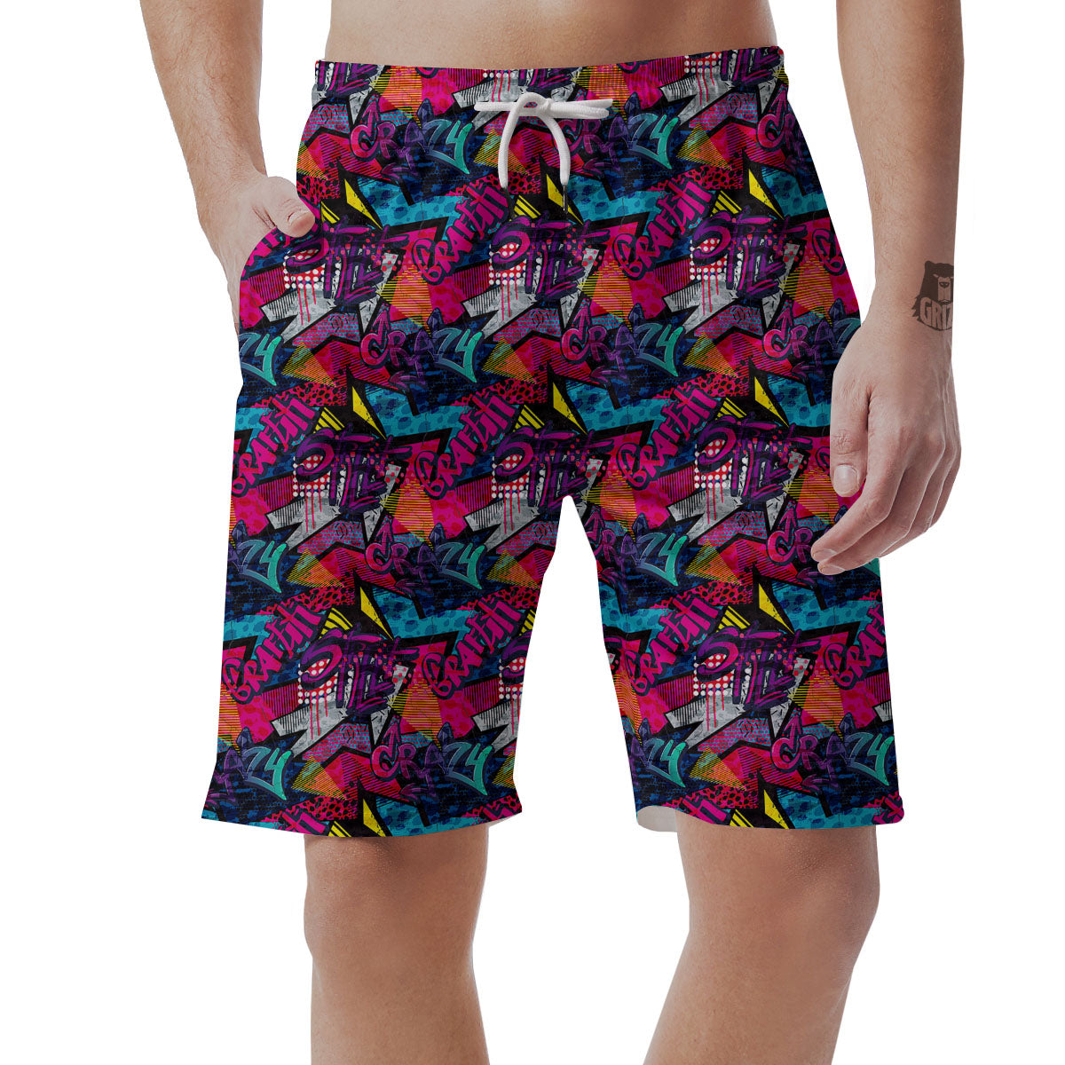 Graffiti Grunge Print Pattern Men's Shorts-grizzshop