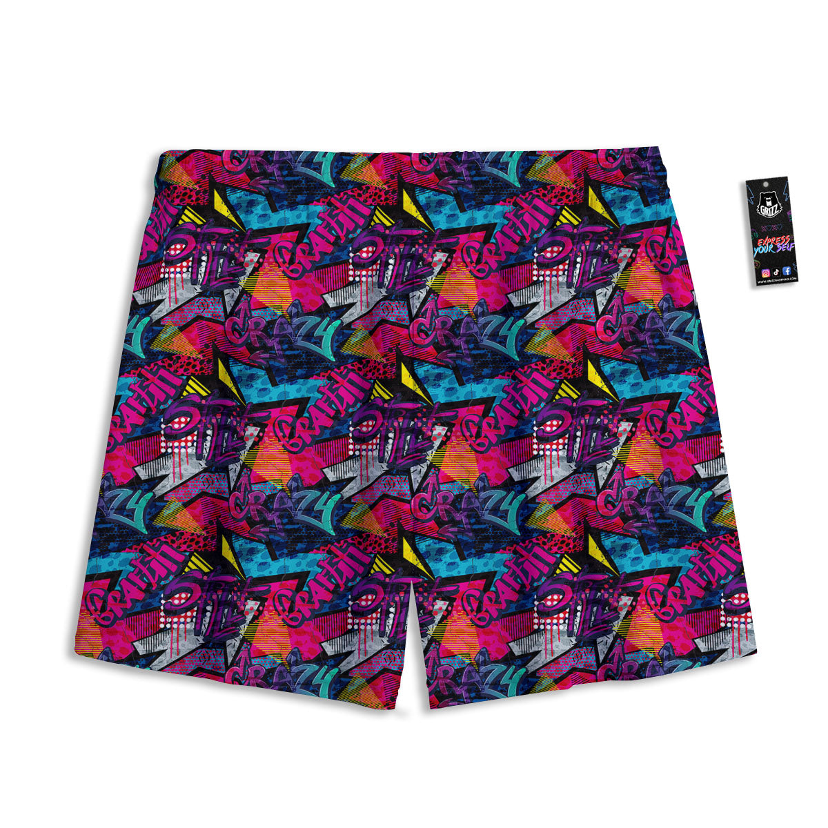 Graffiti Grunge Print Pattern Mesh Shorts