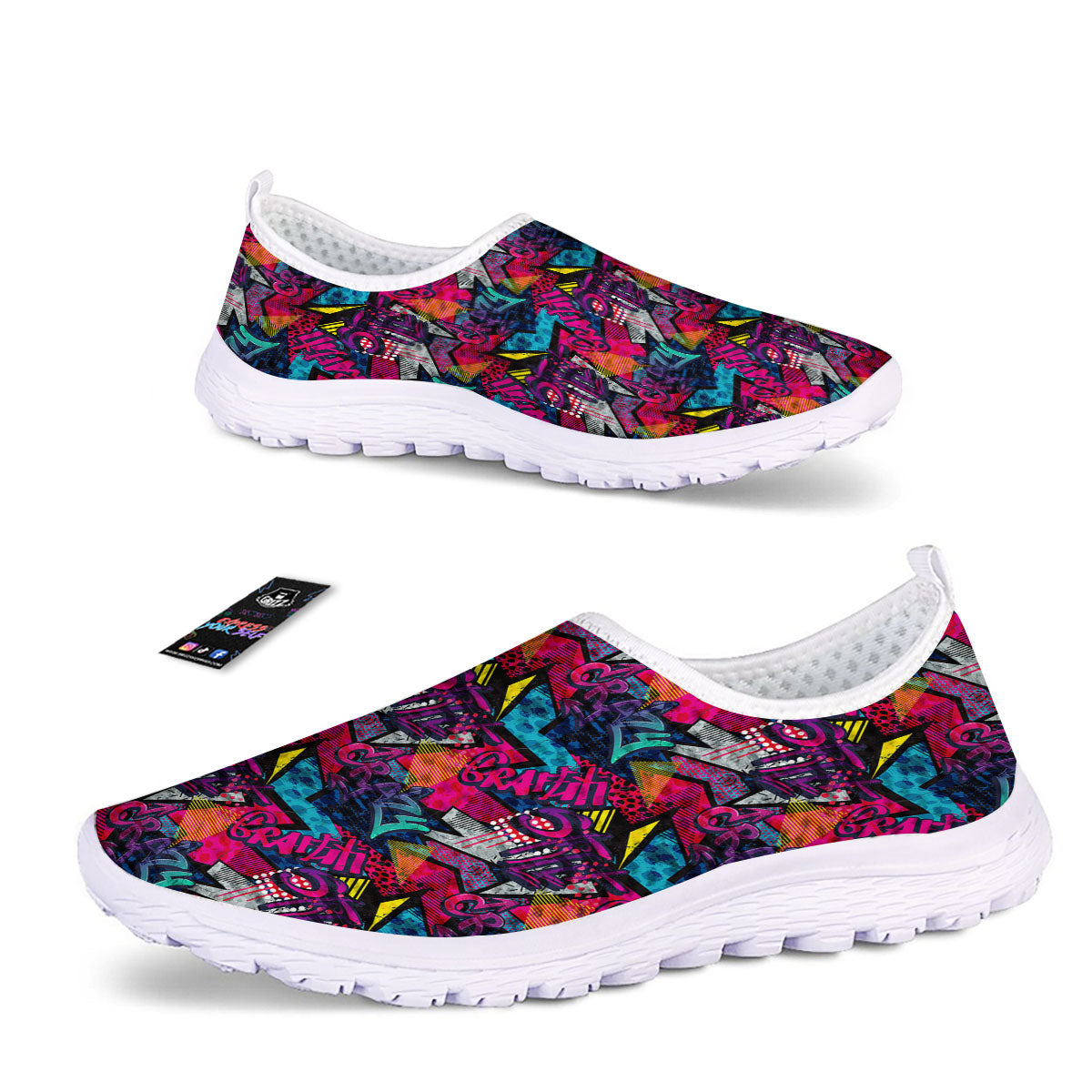 Graffiti Grunge Print Pattern Nurse Shoes-grizzshop