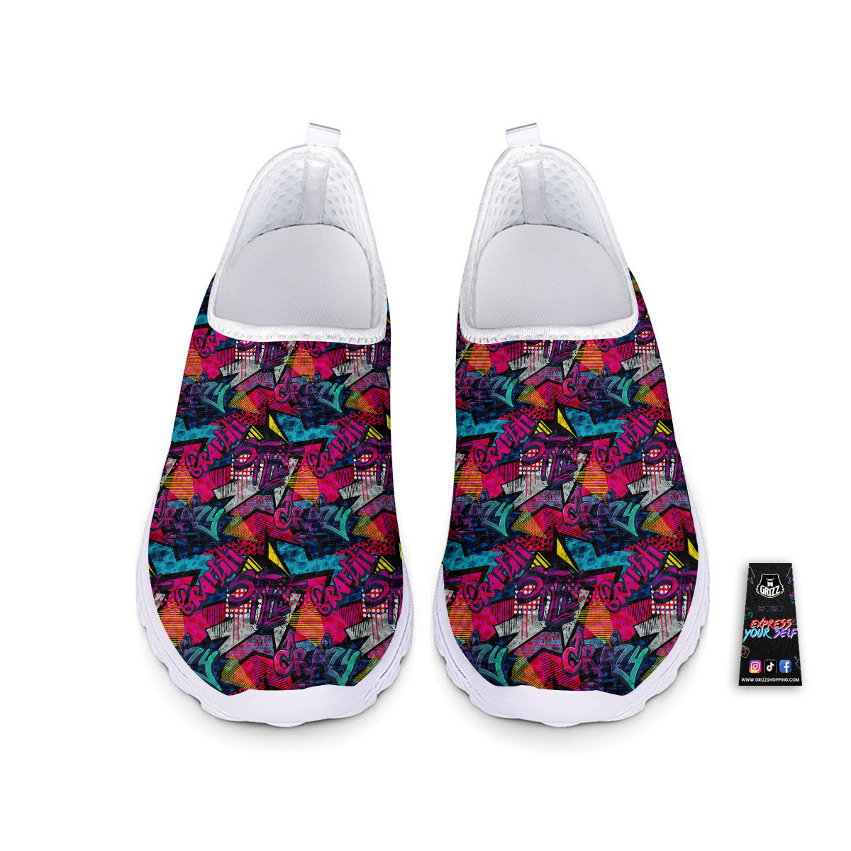 Graffiti Grunge Print Pattern Nurse Shoes-grizzshop