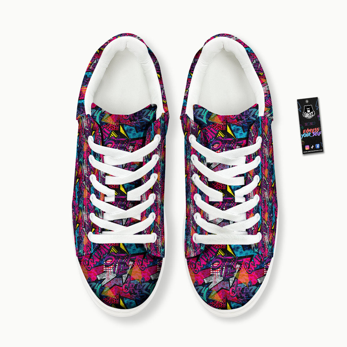 Graffiti Grunge Print Pattern Platform Shoes-grizzshop