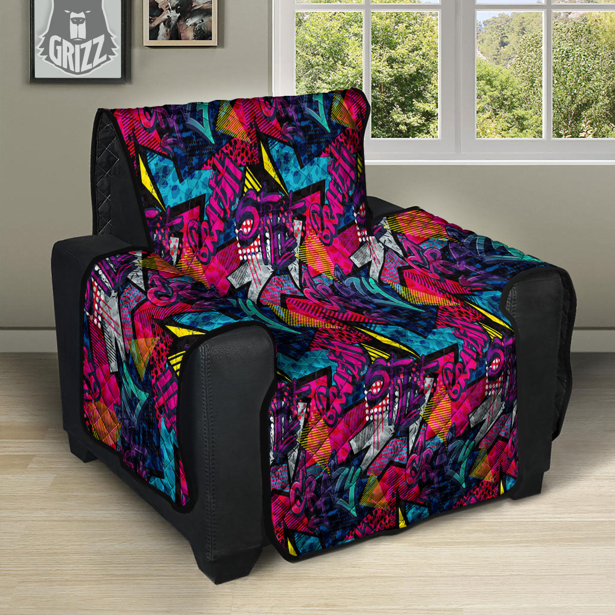 Graffiti Grunge Print Pattern Recliner Protector-grizzshop