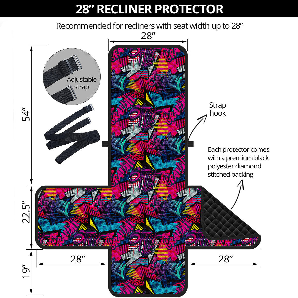 Graffiti Grunge Print Pattern Recliner Protector-grizzshop