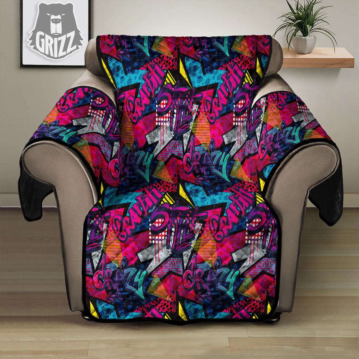 Graffiti Grunge Print Pattern Recliner Protector-grizzshop