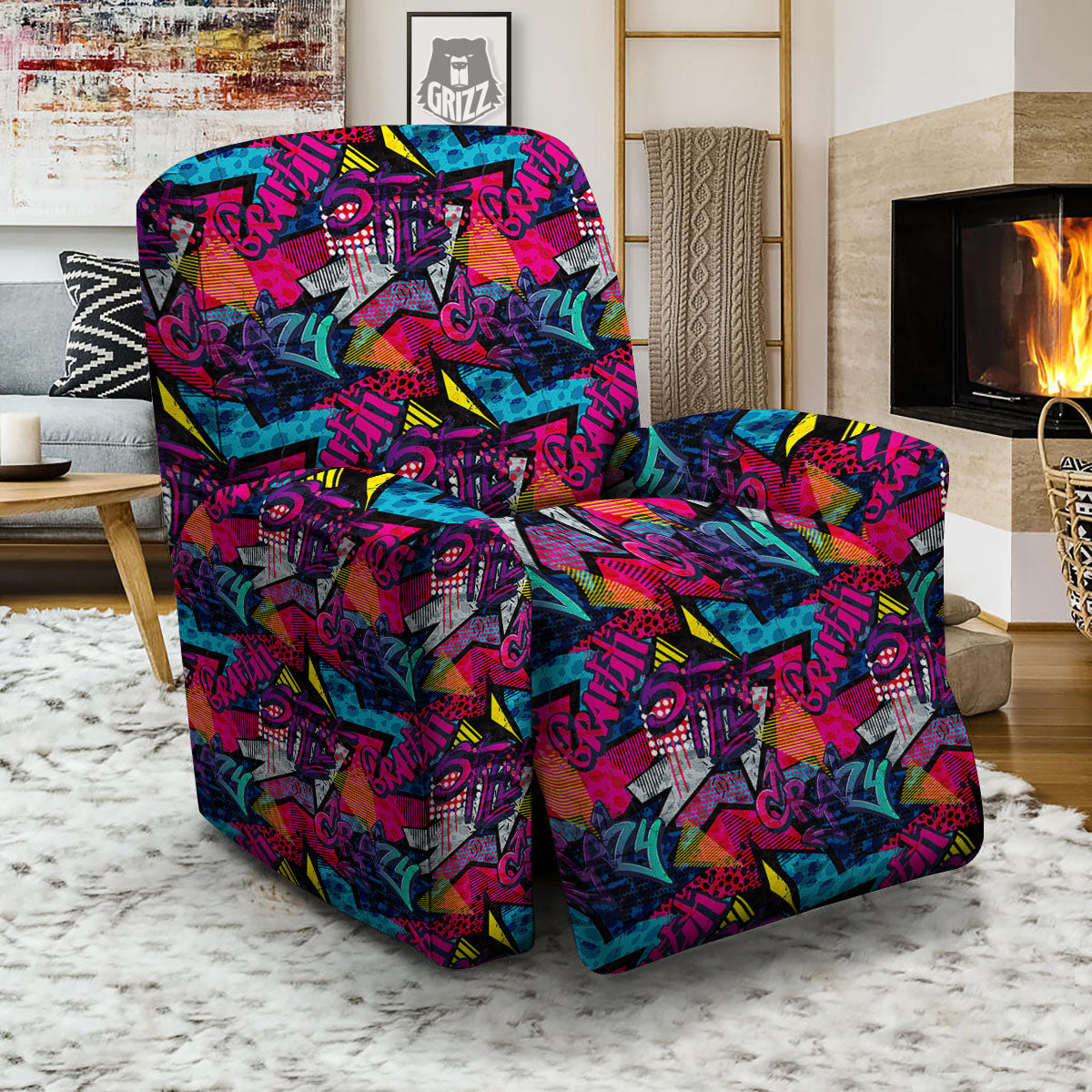 Graffiti Grunge Print Pattern Recliner Slipcover-grizzshop