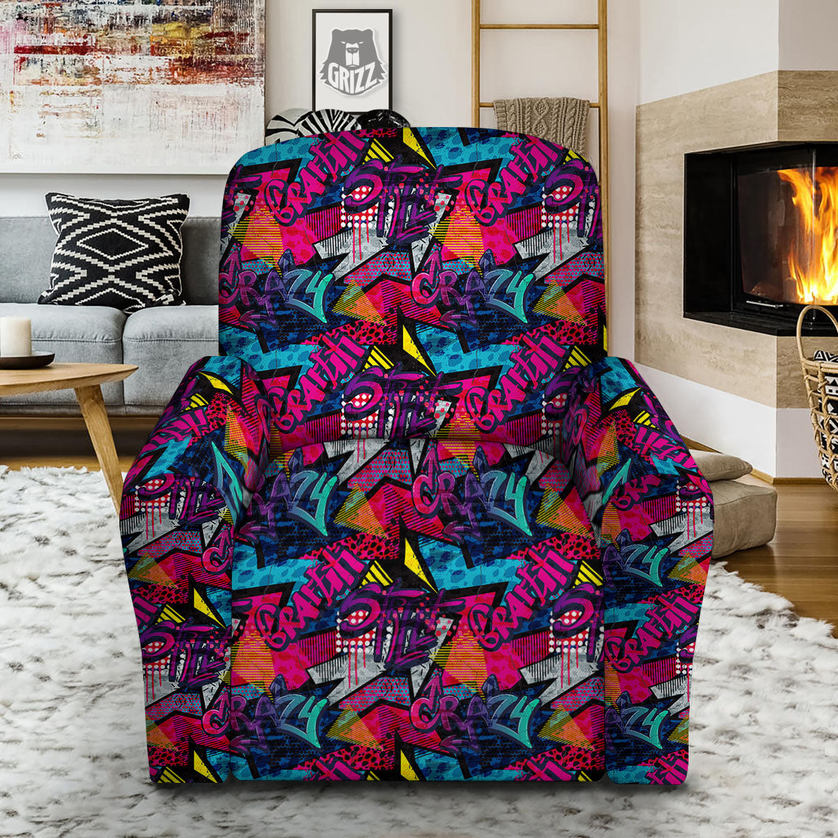 Graffiti Grunge Print Pattern Recliner Slipcover-grizzshop